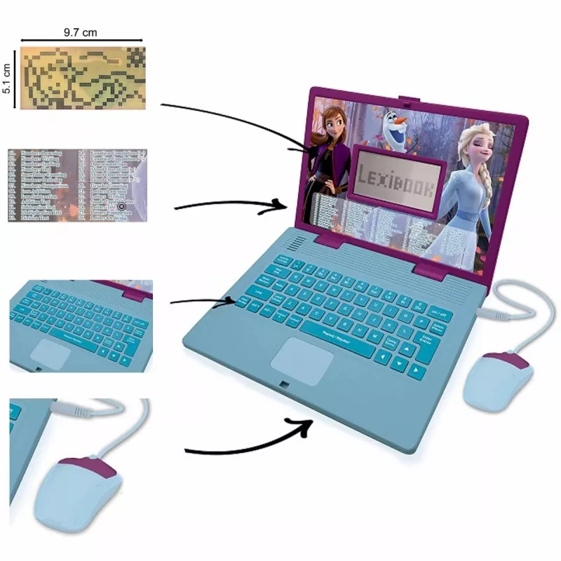 Lexibook JC598FZi17 Disney Frozen zweisprachiger Lern-Laptop, PL/EN, 124 Aktivitäten