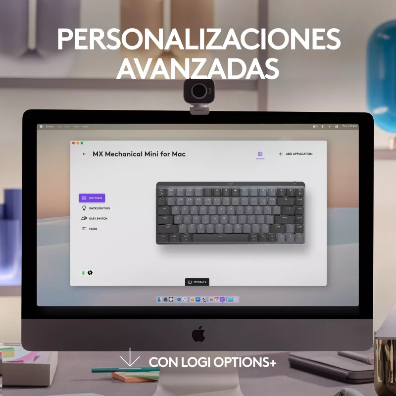 Logitech MX Mechanical Mini for Mac Kabellose Tastatur, Bluetooth, Space Grau (920-010837)