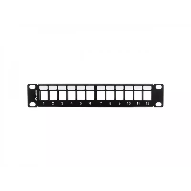 Lanberg PPKS-9112-B Leer-Patchpanel 12 Ports 1U 10 Zoll mit Keystone-Organizer, Schwarz