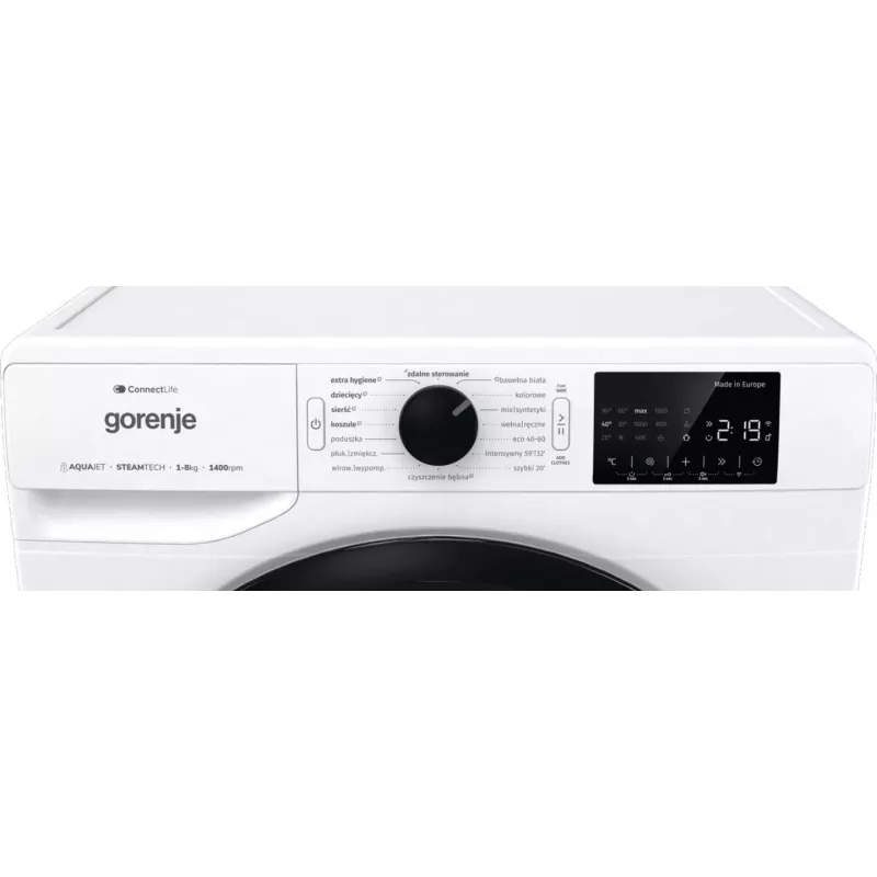 Freistehende Waschmaschine Gorenje WPNEI84SASWIFI/PL 8 kg 1400 U/min WLAN weiß, Invertermotor