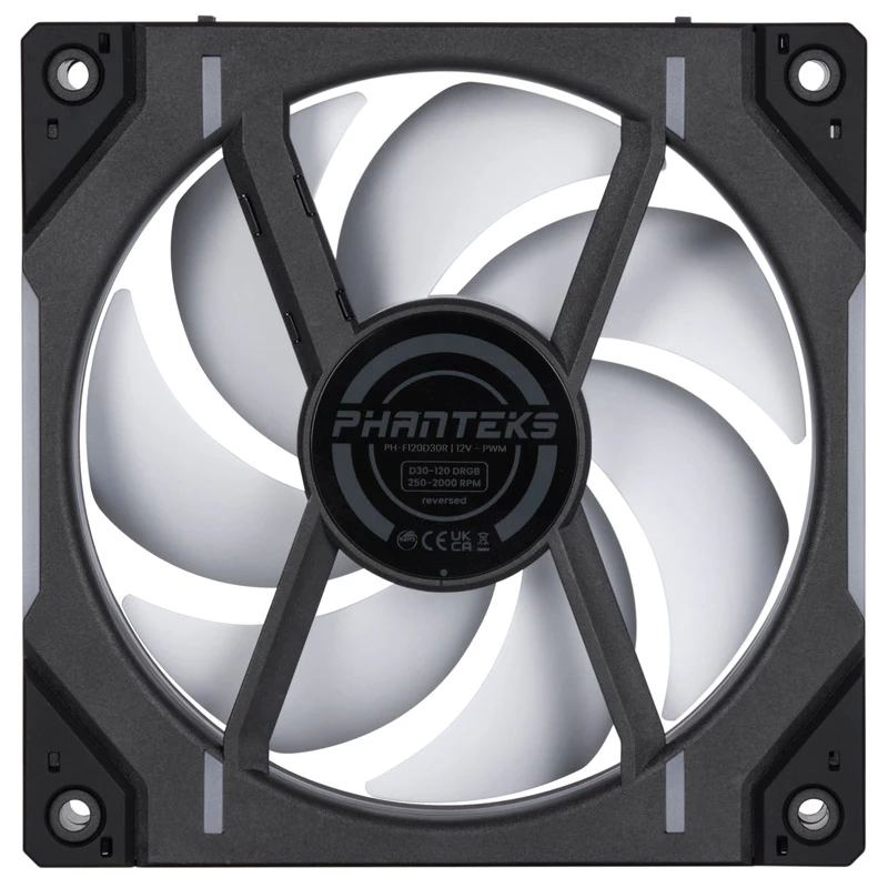 Phanteks D30-120 PWM Reverse Airflow D-RGB Gehäuselüfter, 120 mm, schwarz, 3er-Pack