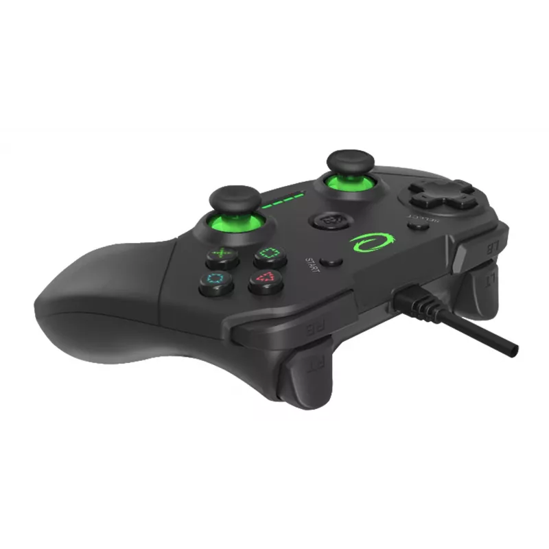 Esperanza EGG110K Vanquisher kabelgebundenes USB-Gamepad für PC/PS3, Vibration, 12 Tasten, 2 Analogsticks, schwarz/grün