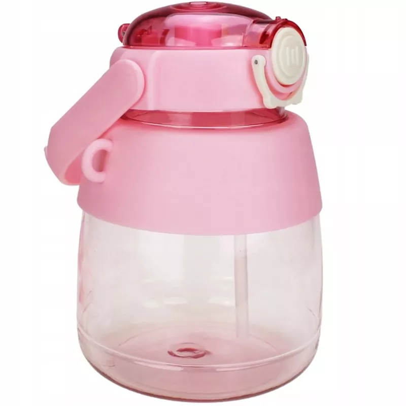 Trinkflasche Extralink Schulflasche mit Strohhalm und Trageband 1 L pink