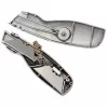 WEDO 78808 Safety-Cutter ALU Cuttermesser, Trapezklinge, federbelastet, selbsteinziehend, 2 Ersatzklingen, TÜV/GS, silber