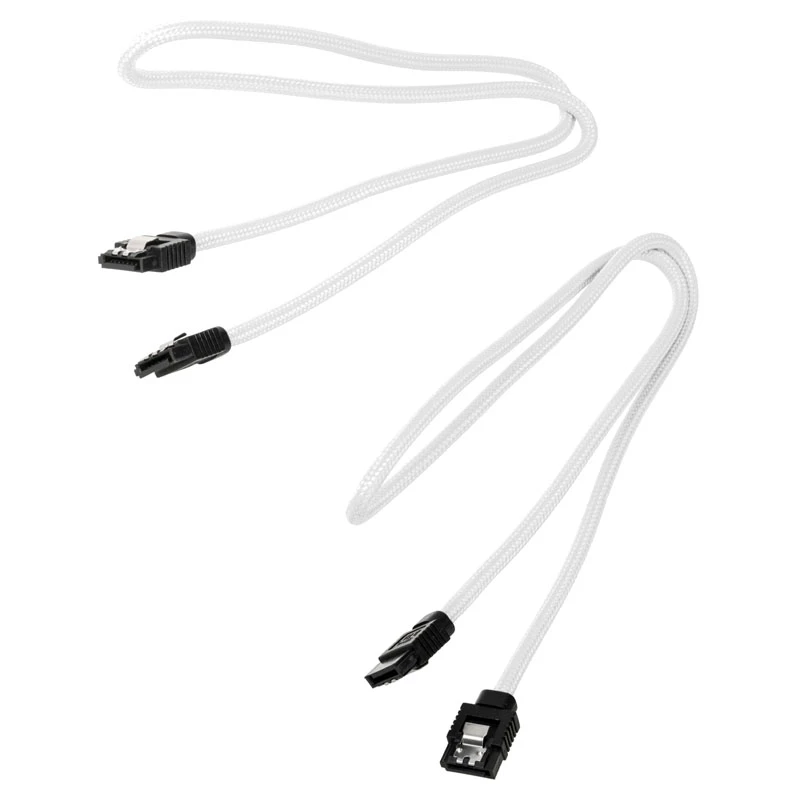 Corsair CC-8900253 Premium Sleeved SATA-Kabel, 60 cm, 2er-Pack, weiß