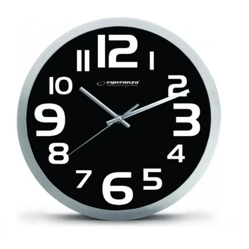 Esperanza EHC013K Wanduhr - Zurich - Schwarz Quarzuhr Oval Schwarz, Weiß