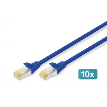 DIGITUS CAT 6A S/FTP Patchkabel DK-1644-A-010-B-10, 1 m, Blau, 10 Stück