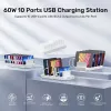 Unitek Ladestation 10X USB 2.4A 60W Weiß