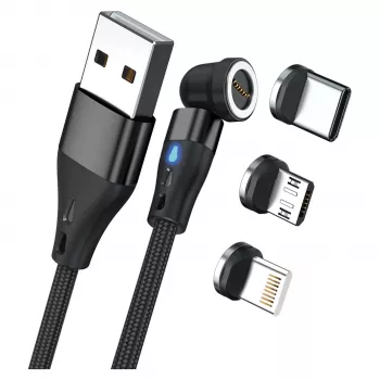 USB-Kabel RealPower MagneticCharge3 1m USB A Schwarz