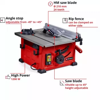 Tischkreissäge EINHELL TC-TS 8 mit 210-mm-Sägeblatt, 230 V