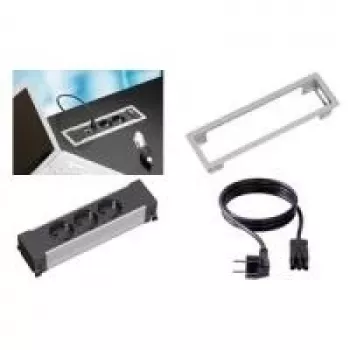 Power Extension Bachmann 317.100 0.10 m 3 AC Outlet Schwarz Silver