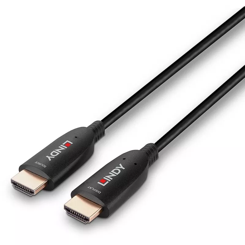 Lindy 38511 15 m Fibre-Optic-Hybrid HDMI 2.1 8K60 Kabel, AOC, HDMI-Stecker auf HDMI-Stecker, 4K120, Schwarz