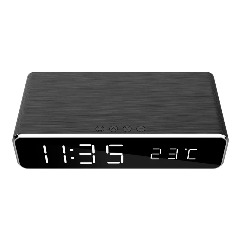 Digitaler Wecker GEMBIRD DAC-WPC-01 mit LCD-Anzeige, schwarzes Aluminiumgehäuse, netzbetrieben