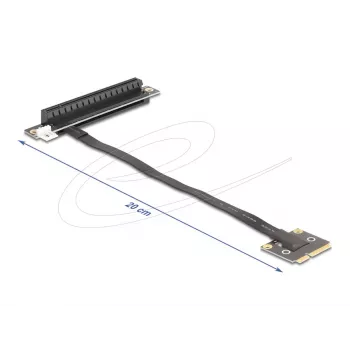 Delock Adapter Mini PCIe Stecker auf PCIe 3.0 x16 Slot, 90 Grad abgewinkelt, mit Kabel
