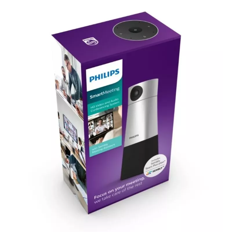 Philips PSE0550 SmartMeeting tragbare 4K-Videokonferenzkamera mit integriertem Mikrofon, 30 fps, USB, Schwarz/Silber
