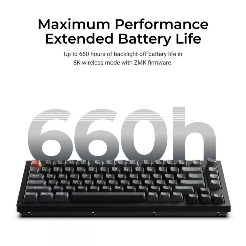 Mechanische 75%-Tastatur Keychron V1 Ultra 8K — QWERTY, Bluetooth & Kabel, RGB, Schwarz