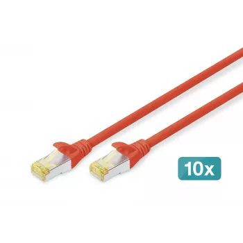 DIGITUS CAT6A S/FTP Patchkabel, 1 m, Rot, 10er-Pack