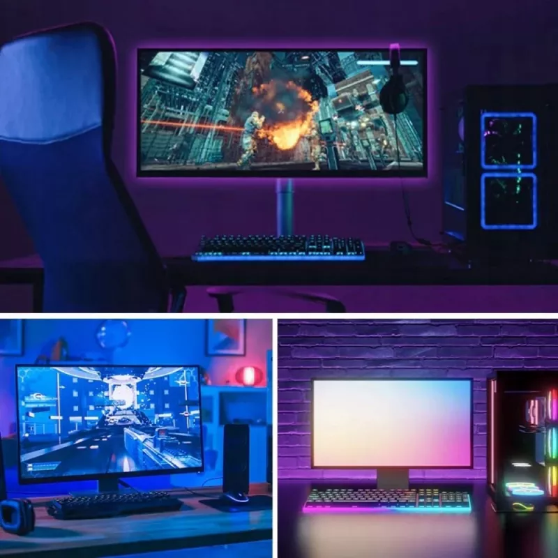 LED-Streifen Vention PAAWH 2 m USB 5V RGB mit IR-Fernbedienung, 30 LEDs, doppelseitiges Klebeband