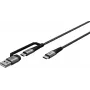 USB-C-Ladekabel WENTRONIC Goobay 2in1, 2 m, extra strapazierfähig, Space Grey/Silber