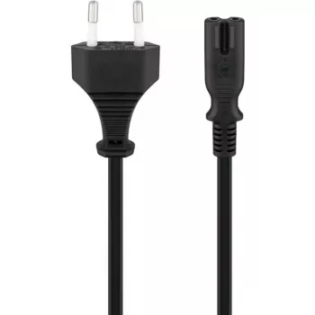 Wentronic Goobay Euro Anschlusskabel, 3 m, Schwarz - Eurostecker (Typ C, CEE 7/16) > Gerätebuchse C7 (95038)