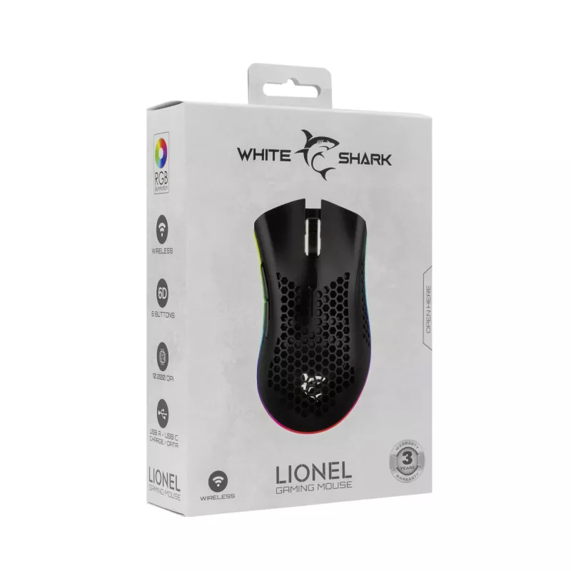 White Shark WGM-5012 Lionel kabellose Gaming-Maus, 10000 DPI, Weiß