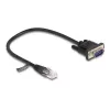 Delock RS-232-Serienkabel, RJ45-Stecker auf D-Sub 9-Stecker, 30 cm, Schwarz