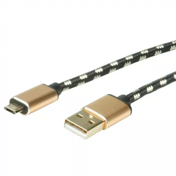 ROLINE 11.02.8820 USB-Kabel 1,8 m USB 2.0 USB-C Micro-USB B Schwarz - Gold (11.02.8820)