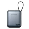 Vention FHEH0 Powerbank 10000 mAh 35 W mit USB-C-Kabel, Grau