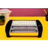Jata JETT1587 Toaster, 400 W, 2 Quarzstäbe, herausnehmbare Krümelschublade, Edelstahl, Schwarz
