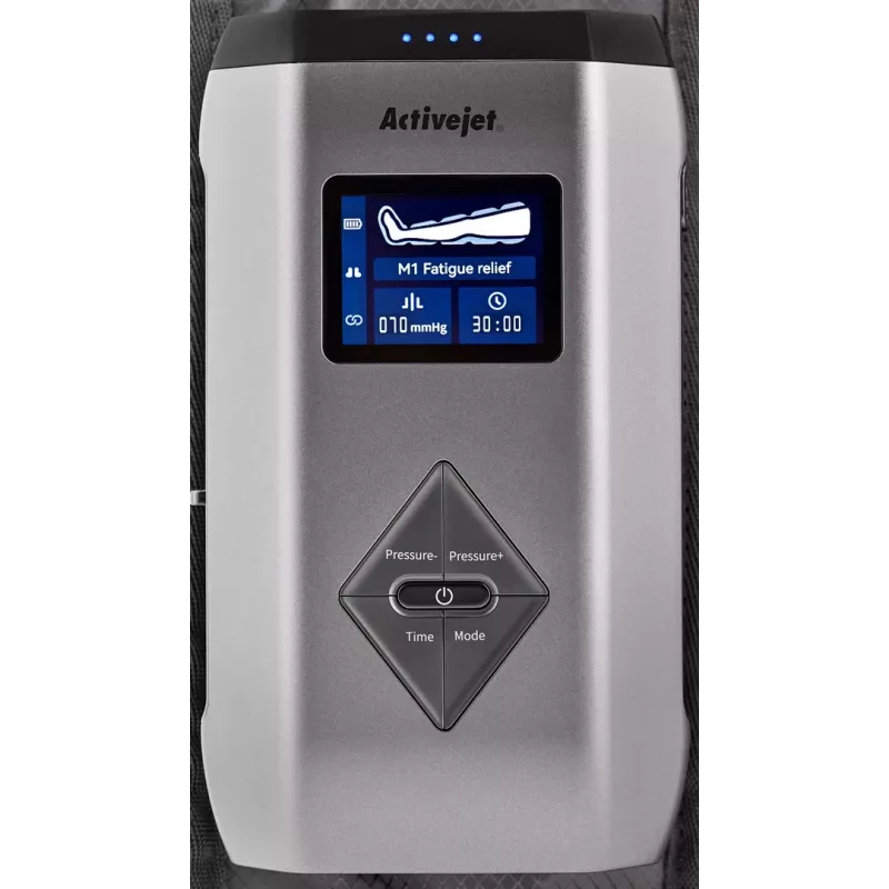 Lymphdrainage-Massagegerät für die Beine ActiveJet ACM-PLUS-A1 L – Akku 25 W, integrierter Akku, 380×1020×60 mm, schwarz