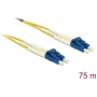 DELOCK InfiniBand/Glasfaserkabel 75 m OS2 2x LC auf 2x LC, 9 µm, Gelb/Blau