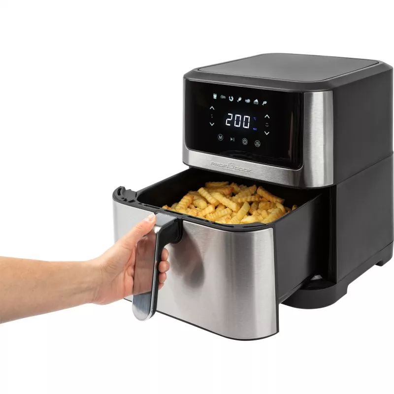 ProfiCook PC-FR 1269 H Heißluftfritteuse, 8 l, 1800 W, 80-200 °C, Edelstahl/Schwarz