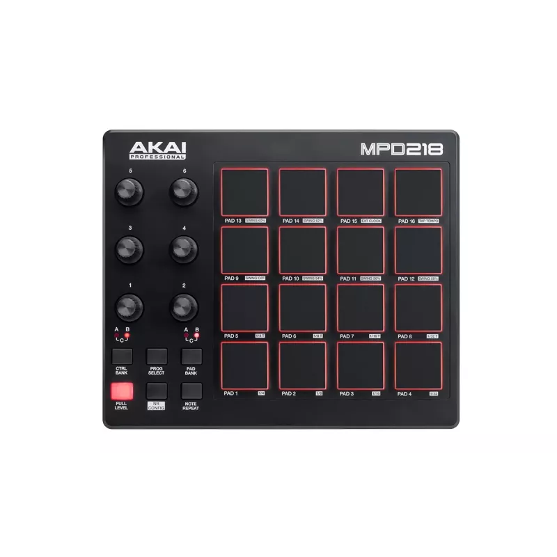 Audio Mixer Akai MPD218 Schwarz 16 Pads USB MIDI Controller