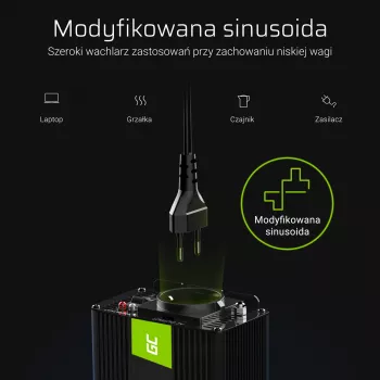 Spannungswandler Green Cell INV04DE, 24 V Eingang, 230 V Ausgang, 500 W, 50 Hz, Universal-Netzteil, schwarz