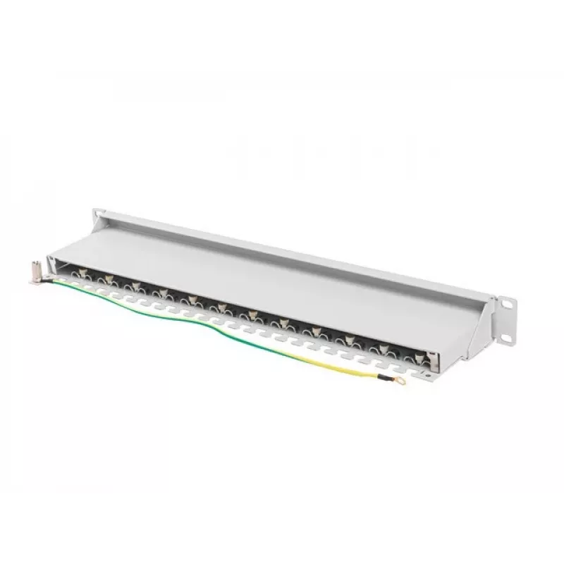 Lanberg PPS7-1024-S Patchpanel 19 Zoll 1U, 24 Ports, Cat7, FTP geschirmt, grau