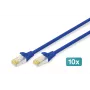 DIGITUS CAT 6A S/FTP Patchkabel-Set DK-1644-A-0025-B-10, 0,25 m, Blau, 10 Stück