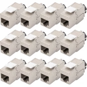 Digitus Cat.6A geschirmtes Keystone-Modul mit intelligentem Kabelmanager, 12 Stück, silber