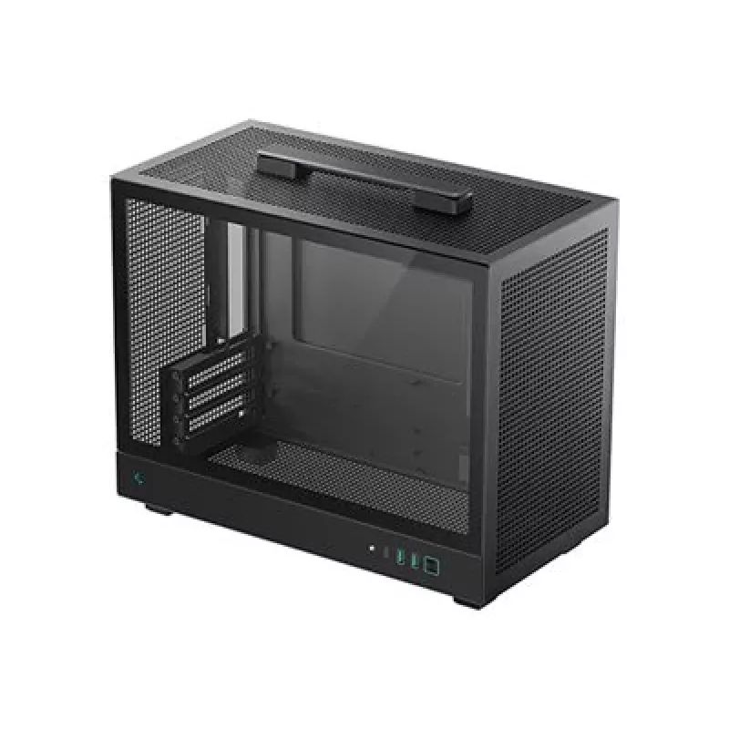 DeepCool CH160 PLUS R-CH160-BKNGM0-G Small-Form-Factor-(SFF)-PC-Gehäuse, Mini-ITX/Micro-ATX, Hartglas, schwarz
