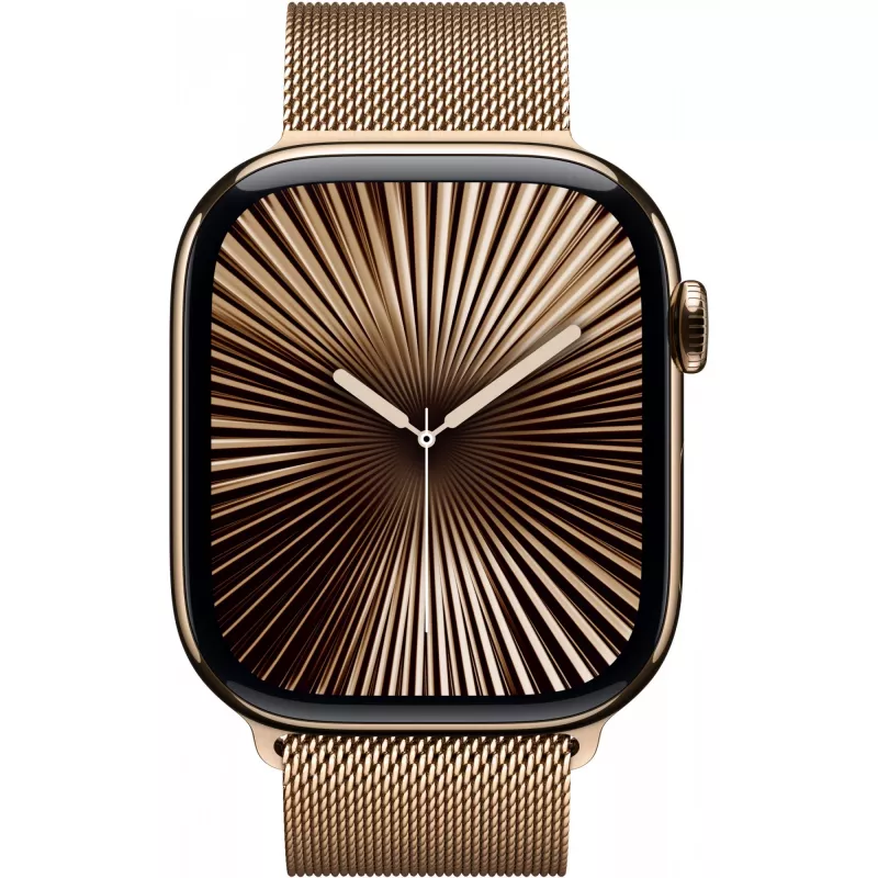 APPLE Watch Series 10 GPS + Cellular 46mm Gold Titan-Gehäuse mit Gold Milanese Loop – S/M