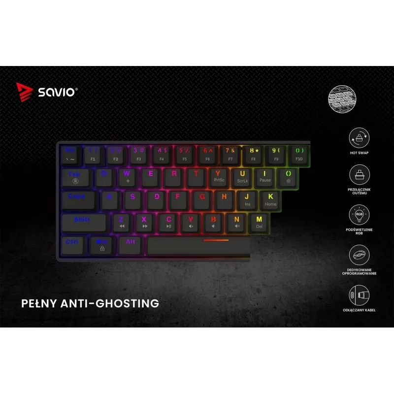 SAVIO BLACKOUT X2 Mechanische Tastatur OUTEMU Red, Hot Swap