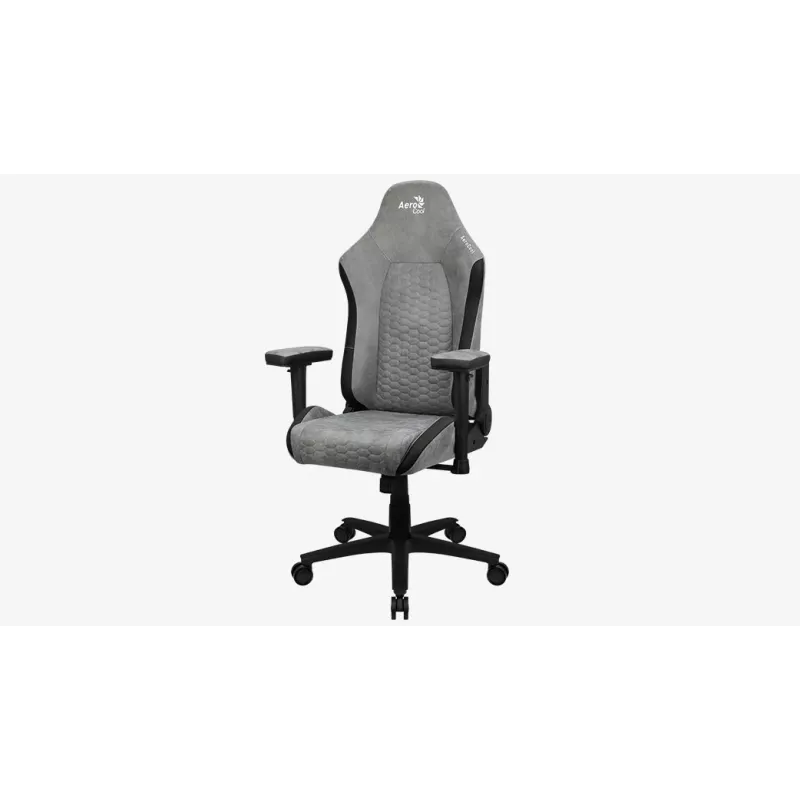 Aerocool Crown AeroSuede universeller Gaming-Stuhl mit gepolsterter Sitzfläche, Steingrau