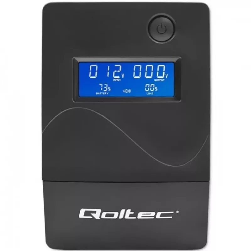 Qoltec Monolith 53980 USV 1000 VA 600 W, 2x Schuko, LCD, USB, RJ45