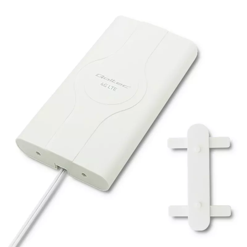 Qoltec 57013 Rundstrahl-4G-LTE-Innenantenne, 2x SMA, 0,6-2,7 GHz, 30 dBi, vertikale Polarisation, 50 Ω, weißes ABS
