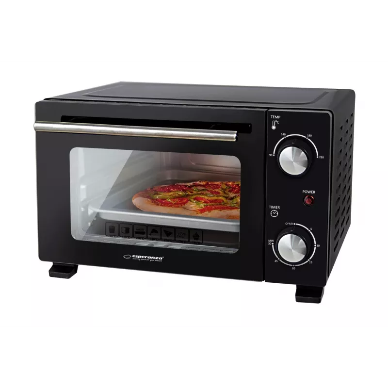 Esperanza EKO007N Calzone Mini-Backofen, 10 l, 800 W, schwarz