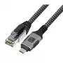 Techly ICOC U3C-RJ45-010 USB-C-auf-Gigabit-Ethernet-Adapterkabel, 1 m, Schwarz/Silber
