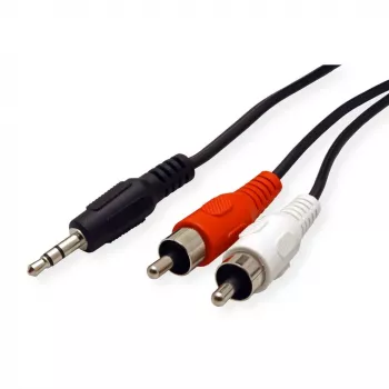ROLINE - Audiokabel - Mini-Klinke Stereo 3,5 mm (M) auf RCA (M) - 5 m - Geschirmt - Schwarz (11.09.4345)