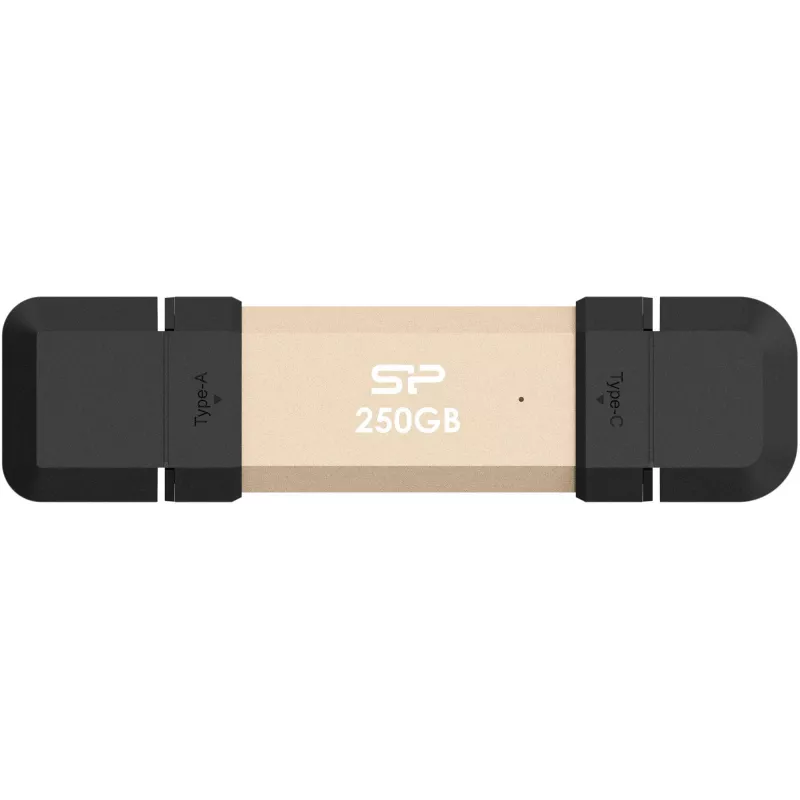 Silicon Power DS72 portable Stick-SSD 250 GB, USB 3.2 Gen 2, USB-A/USB-C, Gold