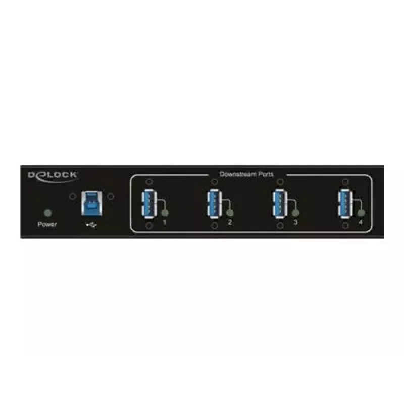 Delock 63309 externer Industrie-USB-Hub, 4 x USB 3.0 Typ-A, 15 kV ESD-Schutz, Metallgehäuse, wandmontierbar