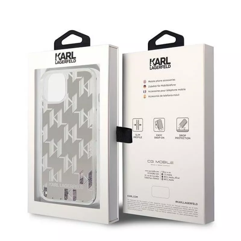 Karl Lagerfeld KLHCP14MLMNMS iPhone 14 Plus 6.7 Hardcase Silber / Silber Liquid Glitter Monogram