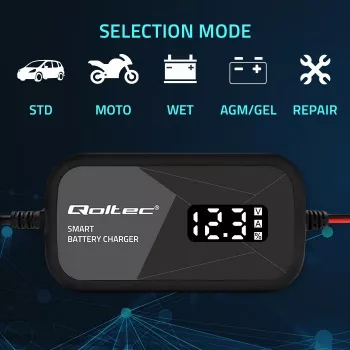 Batterieladegerät QOLTEC 52492 12V 2A mit Mikroprozessorsteuerung und Zellenregeneration